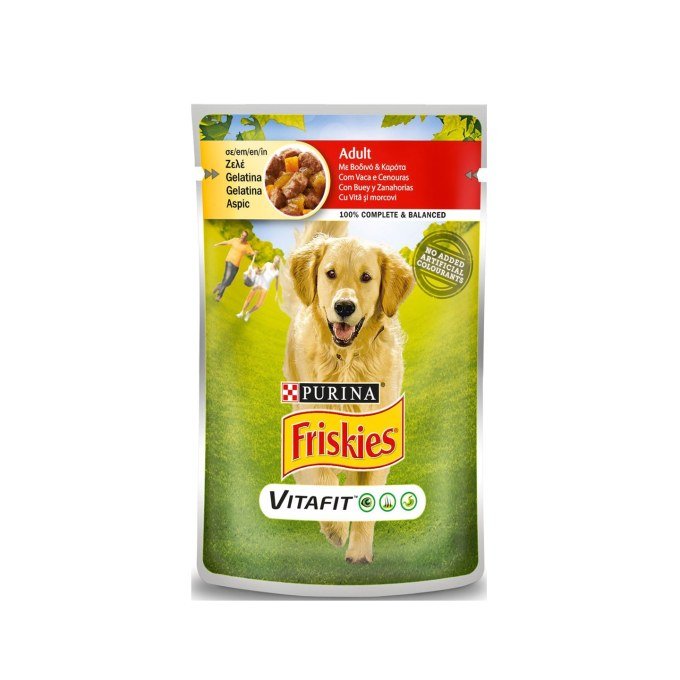 FRISKIES ADULT ΒΟΔΙΝΟ & ΚΑΡΟΤΑ ΣΕ ΖΕΛΕ 100G
